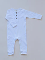 Little Joy Co. Neutral Organic Cotton Henley Romper For Babies Infant Wear - Everetts Place Boutique - 