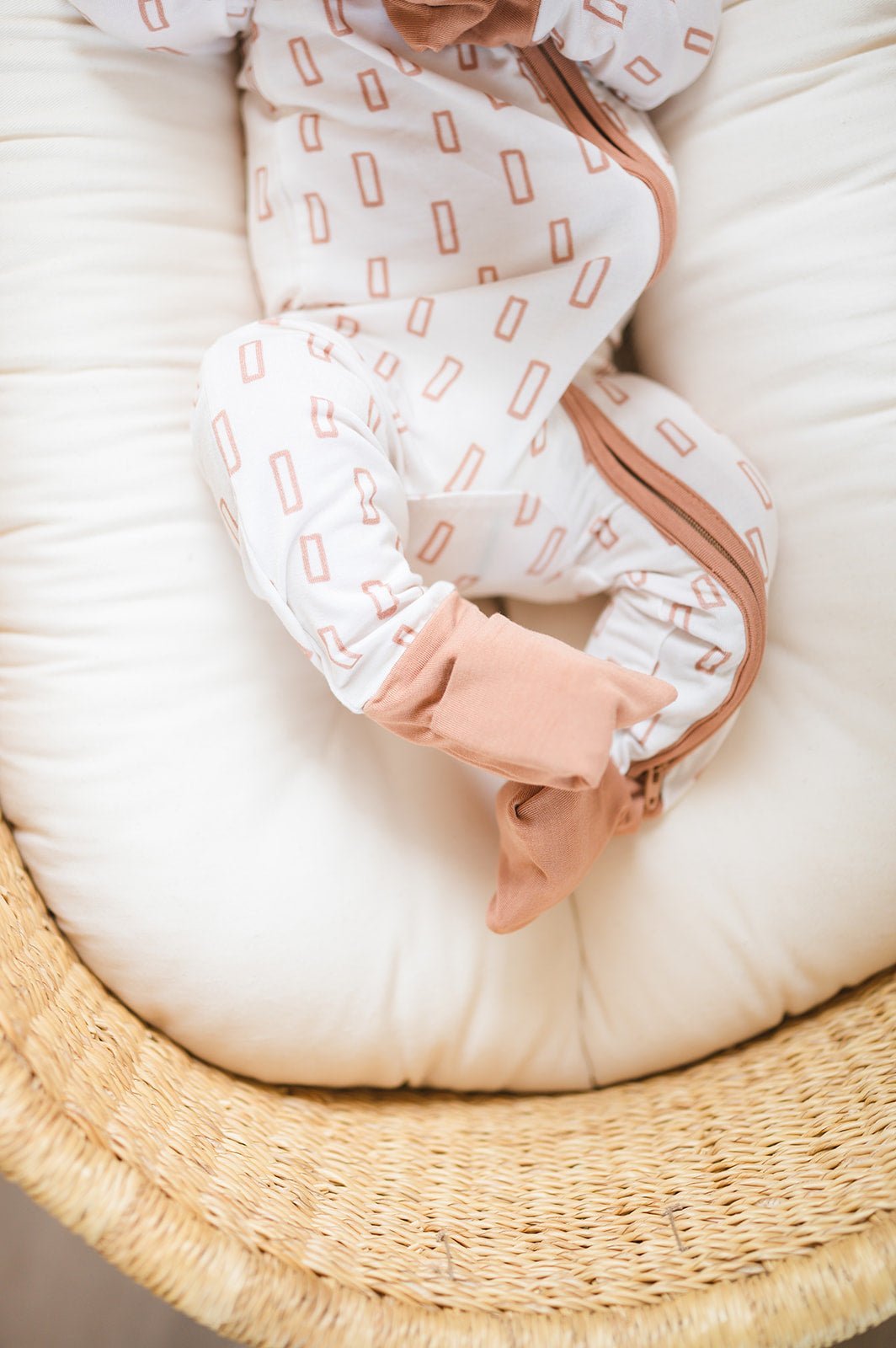 Harp Angel Boutique Neutral Rectangle Baby Pajamas | Zipper Romper - 