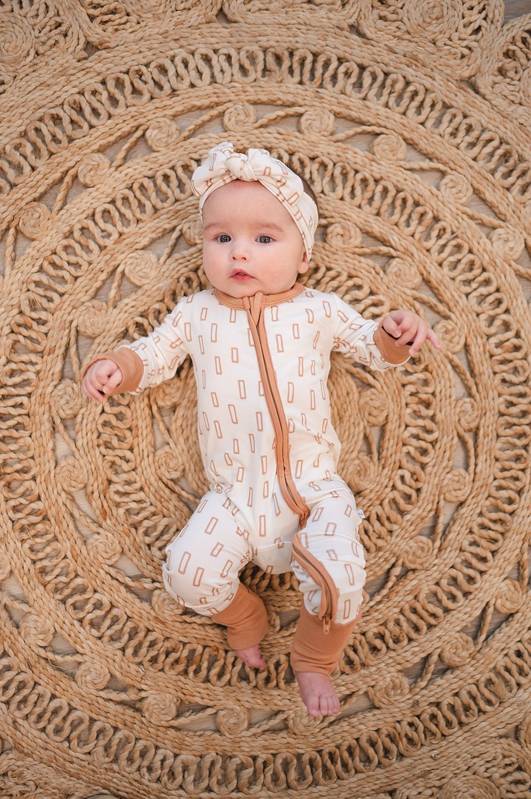 Harp Angel Boutique Neutral Rectangle Baby Pajamas | Zipper Romper - 