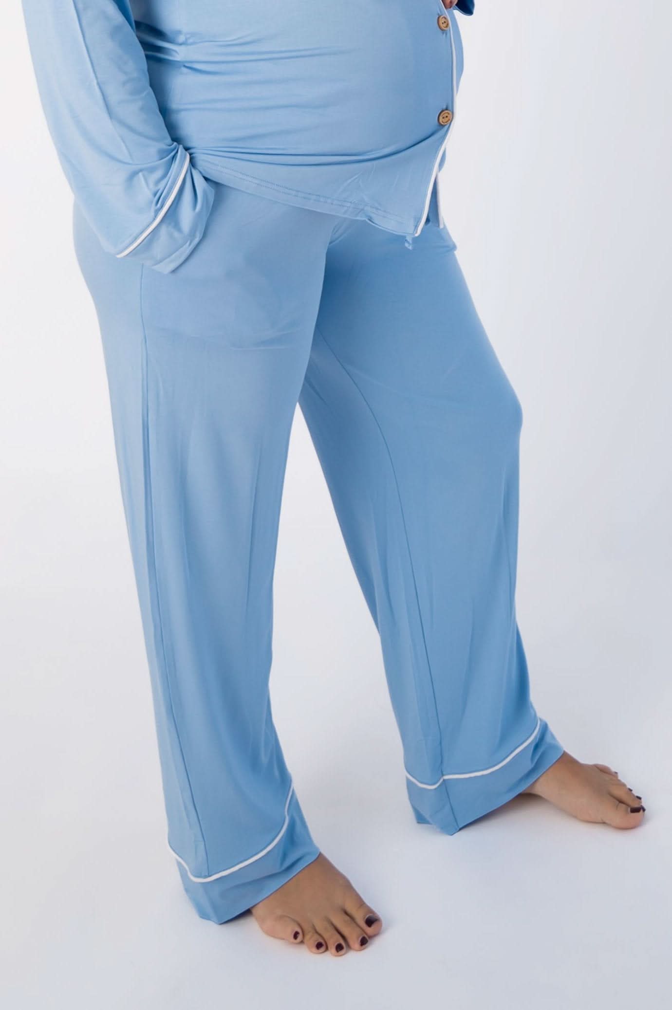 Adult pajama bottoms in an Arctic-themed color, shown flat with an elastic waistband.