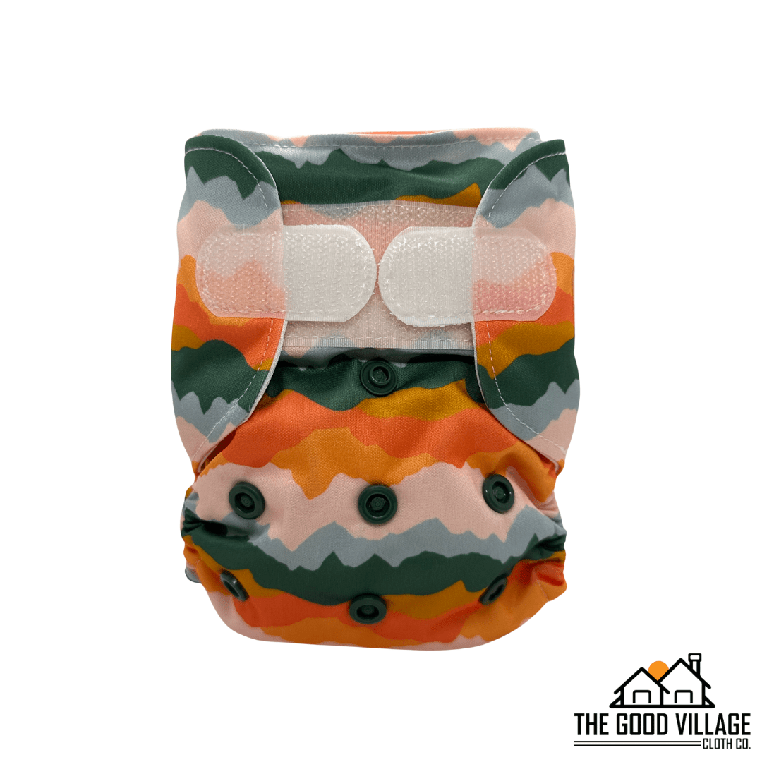 The Good Village Cloth Co. Newborn All - in - One Diaper | Sunset Peaks - 