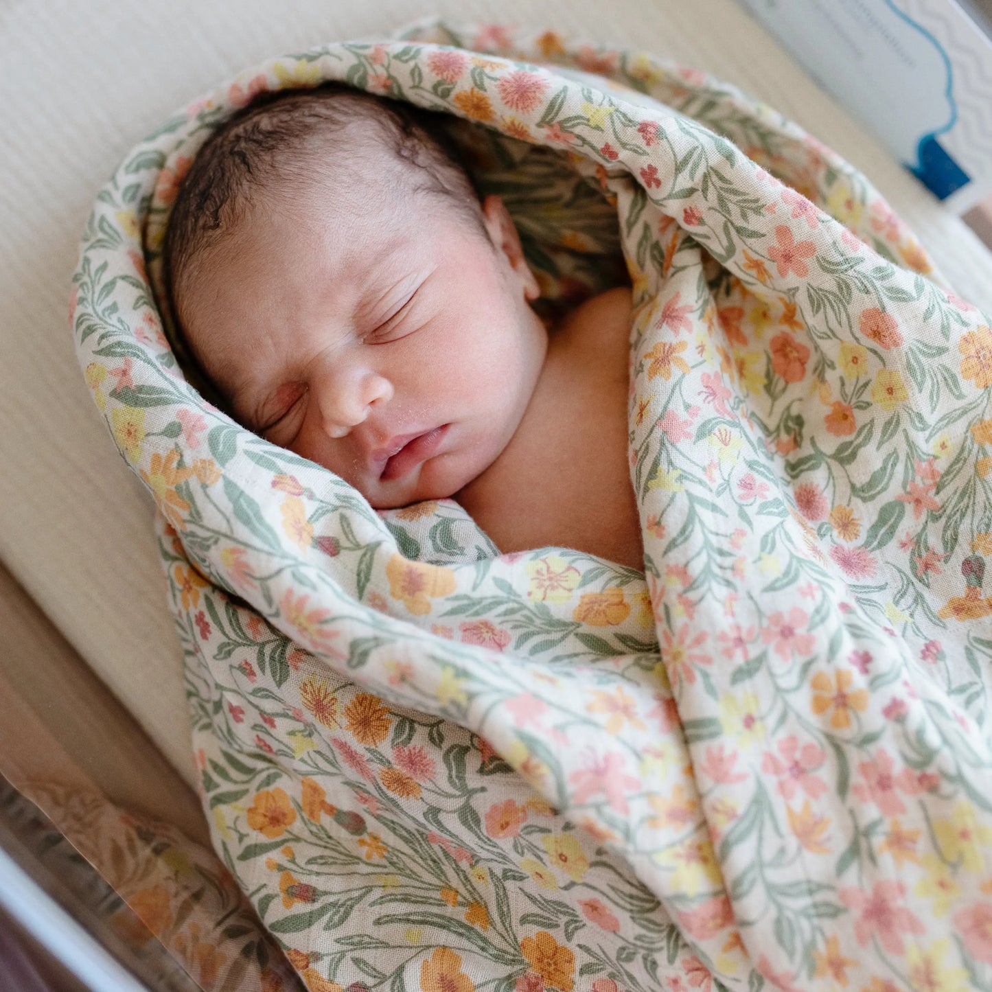Organic Cotton Muslin Swaddle Blanket for Baby Cuddling and Nursing Mushie