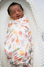 My First Trip to the Zoo Bamboo Swaddle | Animal Print by Rayn’s Tiny Stitches
