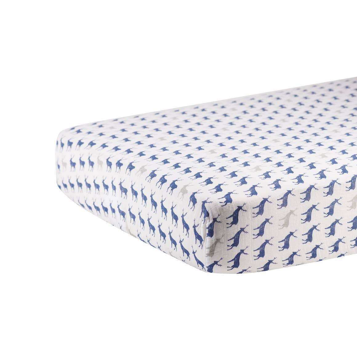 Newcastle Classics Blue Deer Crib Sheet 100 Percent Natural Cotton Muslin 28x52 Inches Newcastle Classics