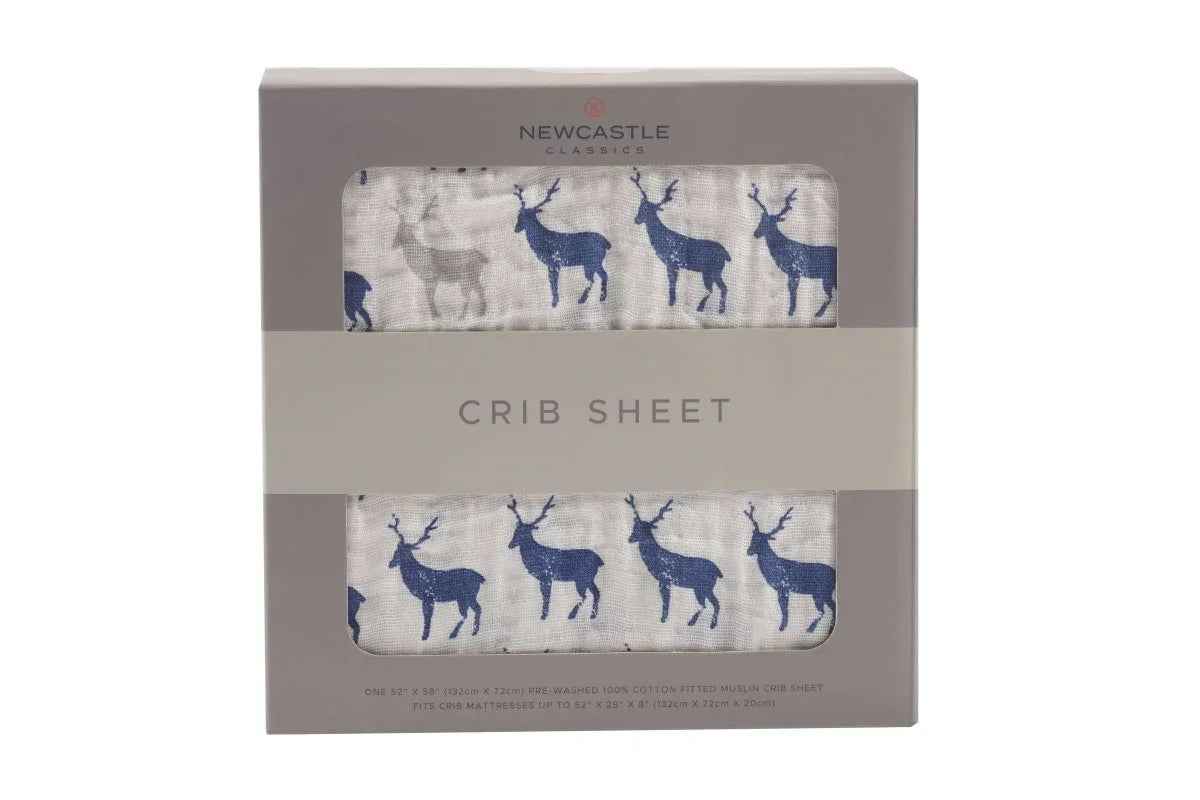 Newcastle Classics Blue Deer Crib Sheet Made from - Everetts Place