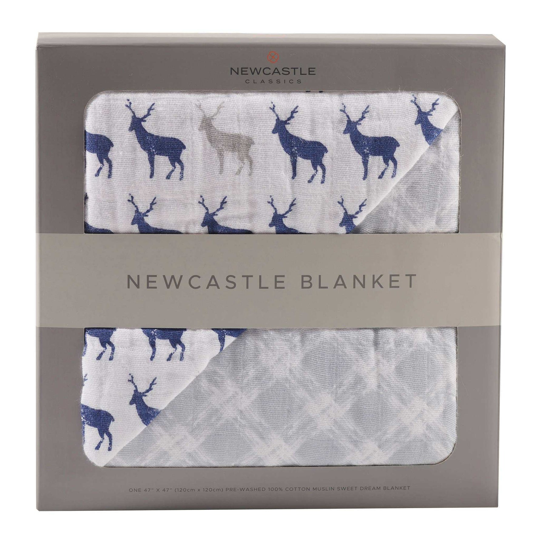 Newcastle Classics Newcastle Classics Muslin Blanket with Blue Deer Design for Infants - Home & Garden > Linens & Bedding > Bedding > Blankets Baby Blanket