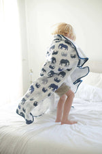 Newcastle Classics Newcastle Classics Cotton Muslin Blanket with Blue Elephant Design for Kids - Home & Garden > Linens & Bedding > Bedding > Blankets Baby Blanket