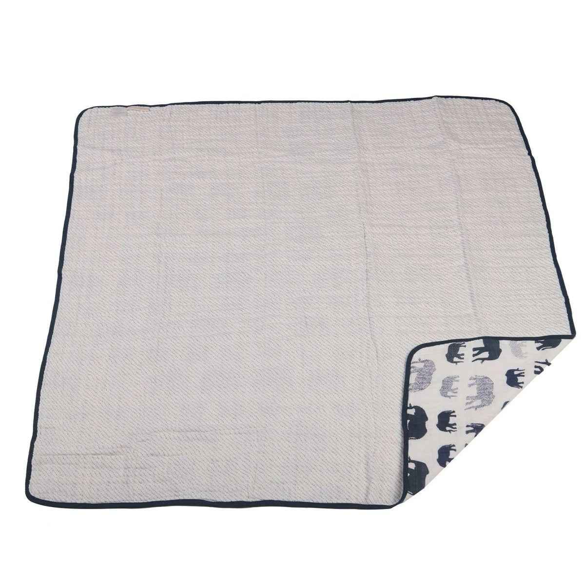 Newcastle Classics Cotton Muslin Blanket with Blue Elephant Design for Kids - Everetts Place