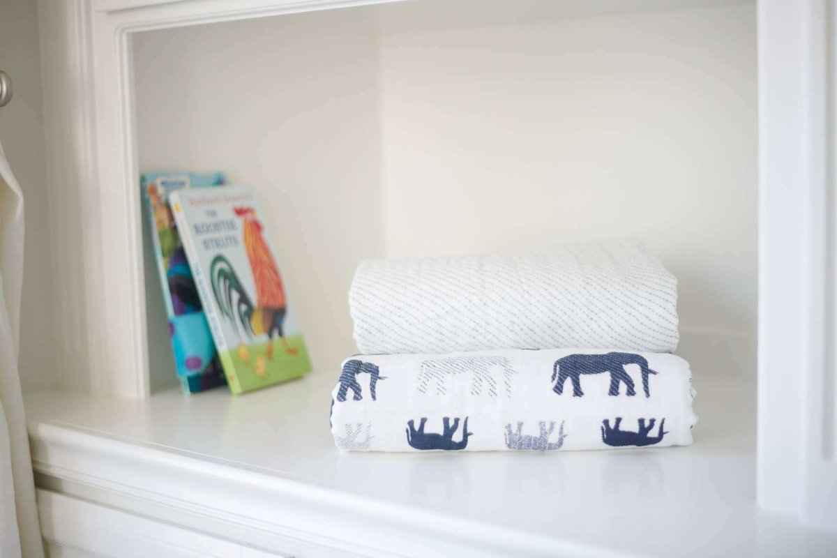 Newcastle Classics Cotton Muslin Blanket with Blue Elephant Design for Kids - Everetts Place