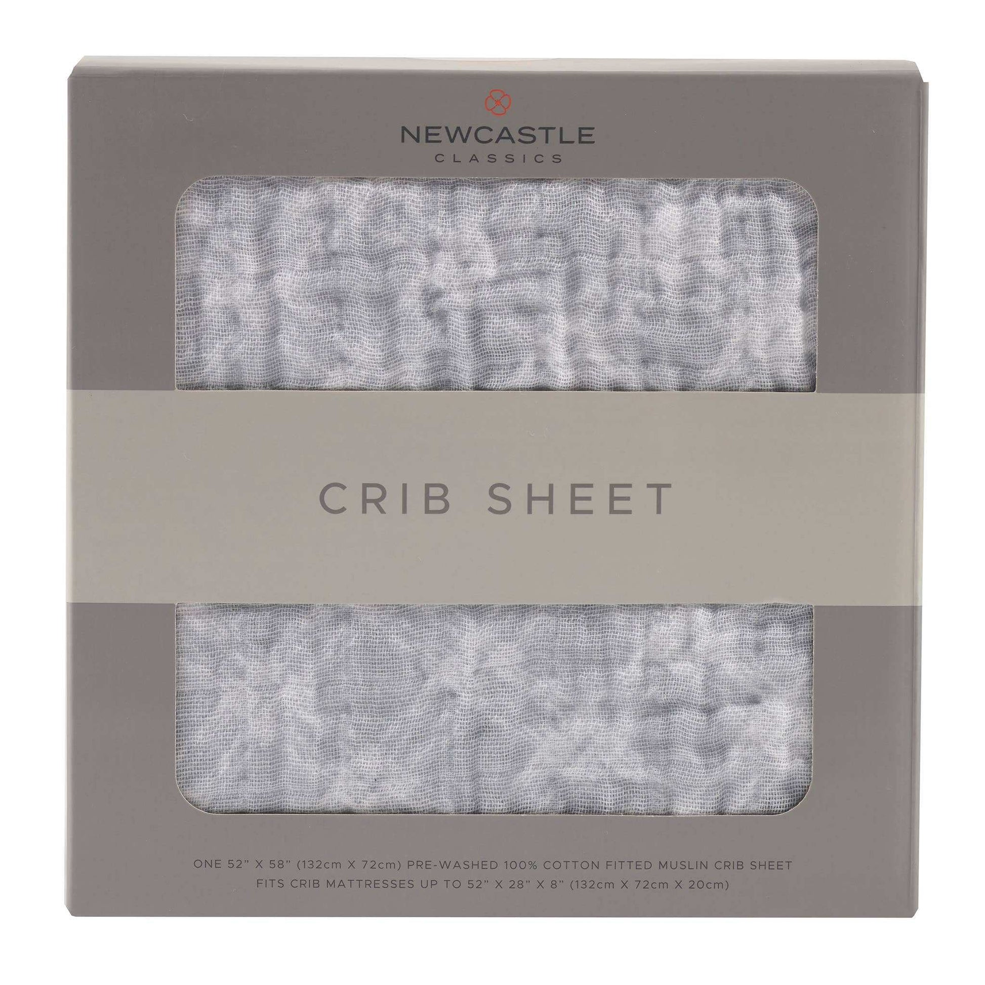 Newcastle Classics Glacier Grey Plaid Crib Sheet Breathable Soft Natural Cotton Muslin 28x52 Inches Newcastle Classics