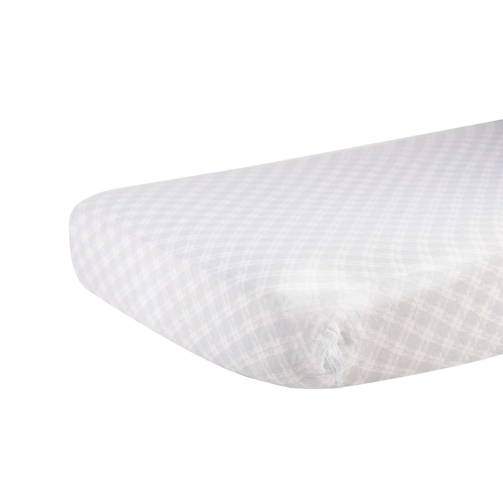 Newcastle Classics Glacier Grey Plaid Crib Sheet Breathable Soft Natural Cotton Muslin 28x52 Inches Newcastle Classics