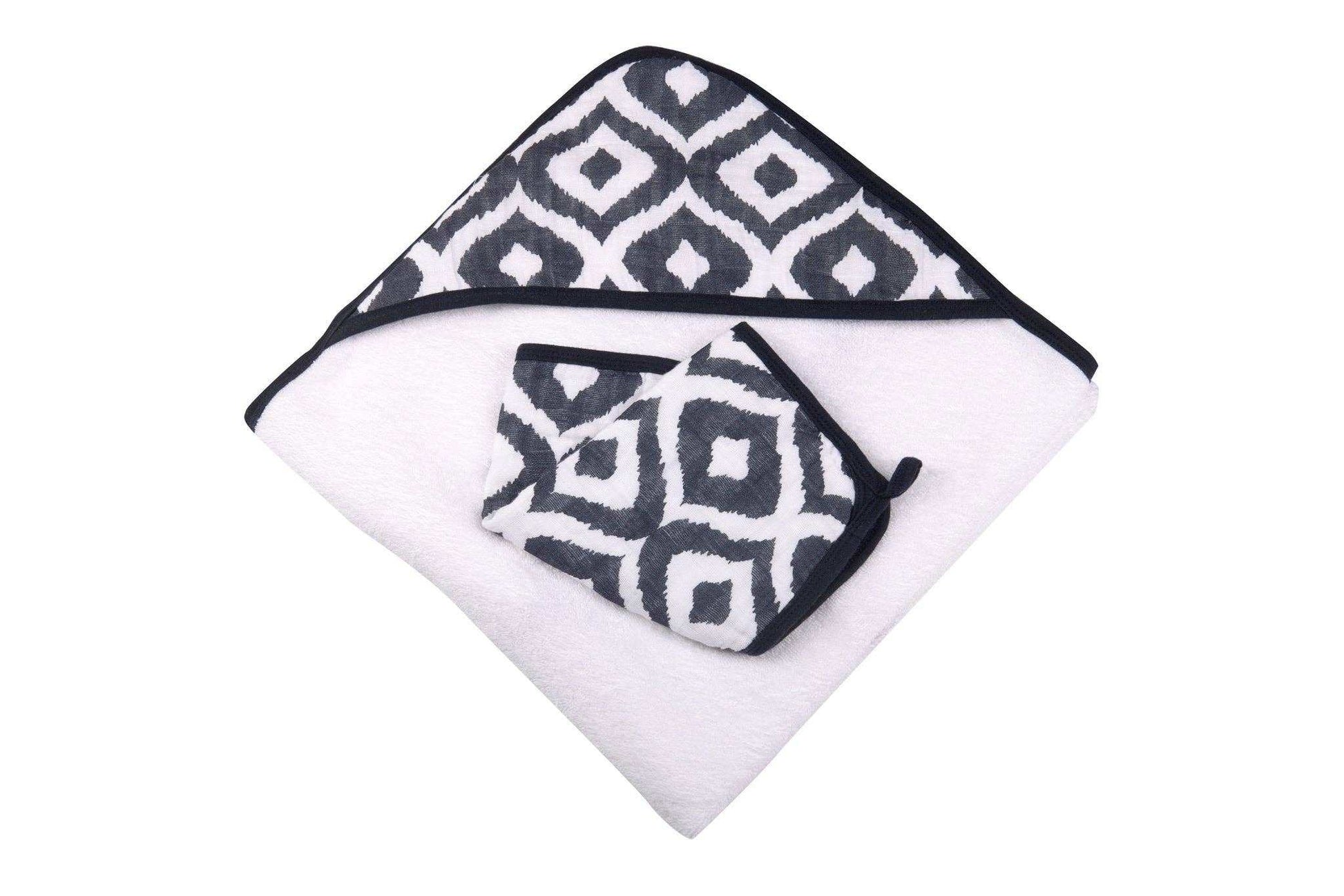 Newcastle Classics Moroccan Blue Cotton Hooded Towel and Washcloth Set for Kids Newcastle Classics