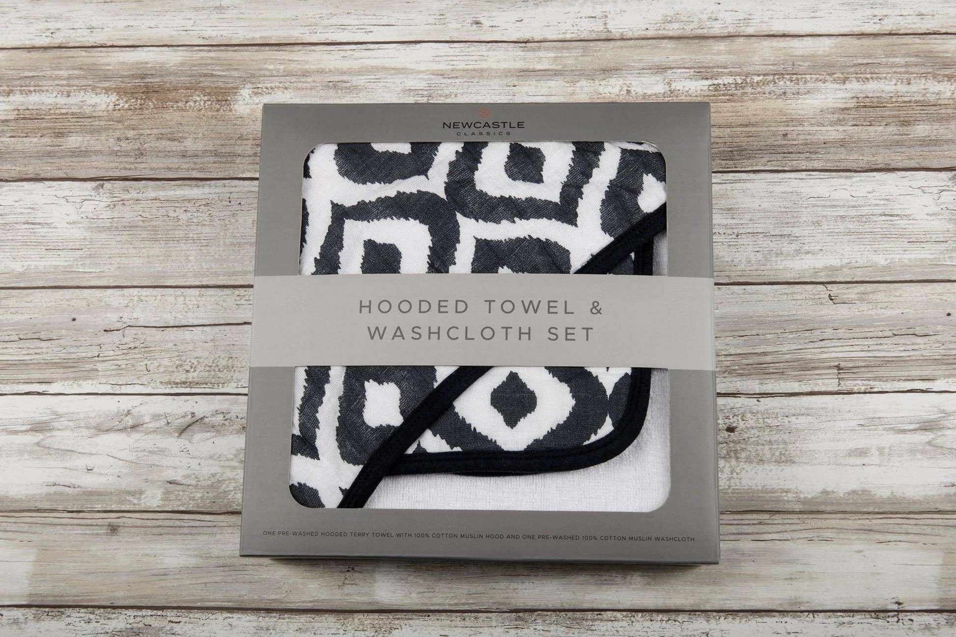 Newcastle Classics Moroccan Blue Cotton Hooded Towel and Washcloth Set for Kids Newcastle Classics