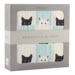 Newcastle Classics Newcastle Classics Peek A Boo Cats White Bamboo Muslin Baby Blanket 47x47Everetts Place