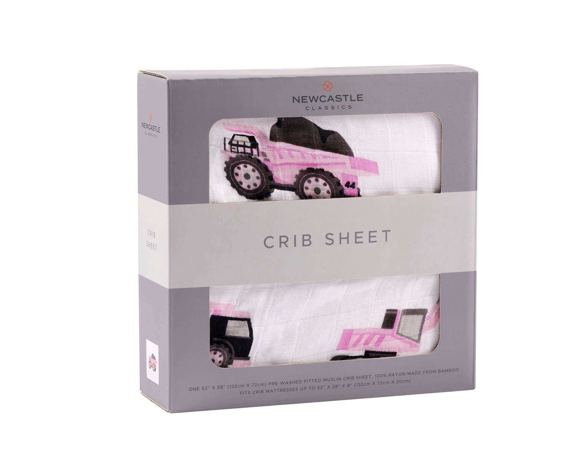 Newcastle Classics Pink Digger Crib Sheet 100 Percent Natural Bamboo Muslin 28x52 Inches Newcastle Classics