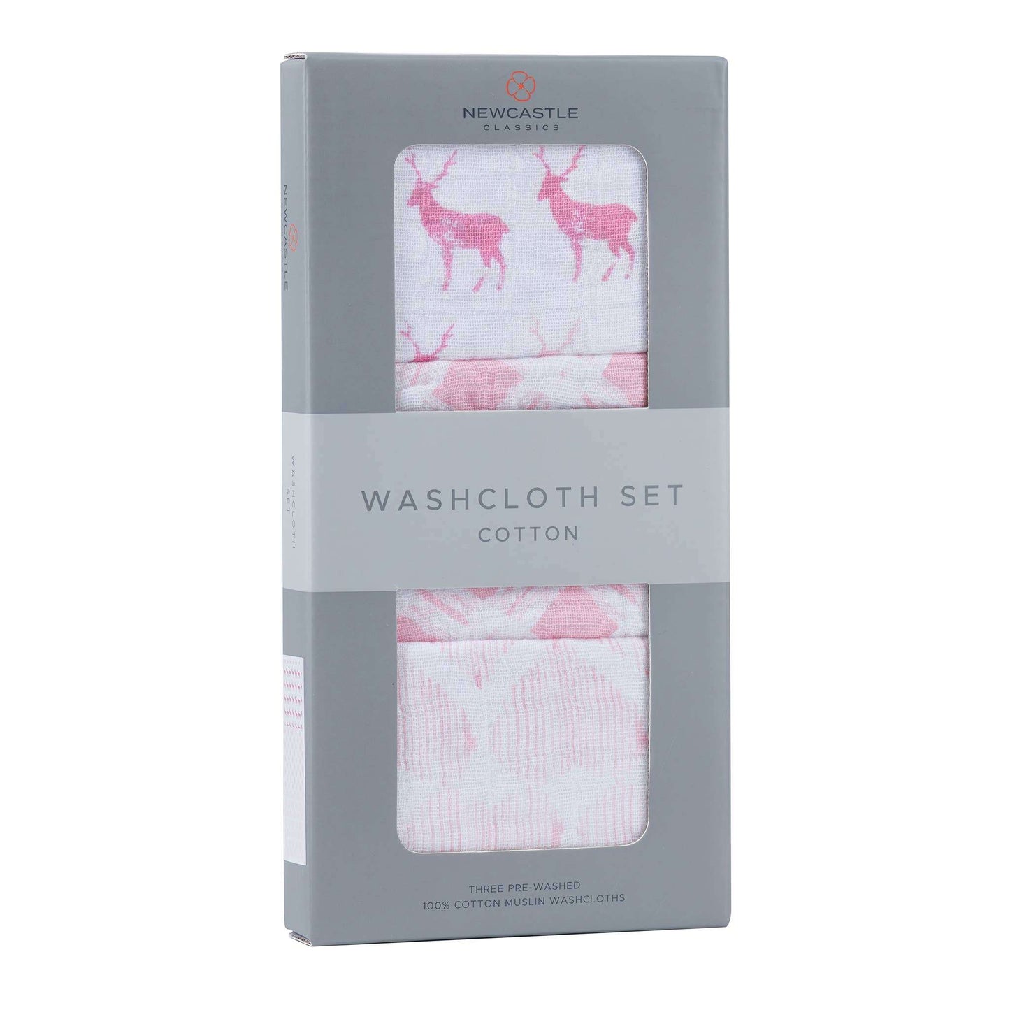 Newcastle Classics Pop of Pink Washcloth Set 100 Percent Plush Cotton 12 x 12 Inches Newcastle Classics