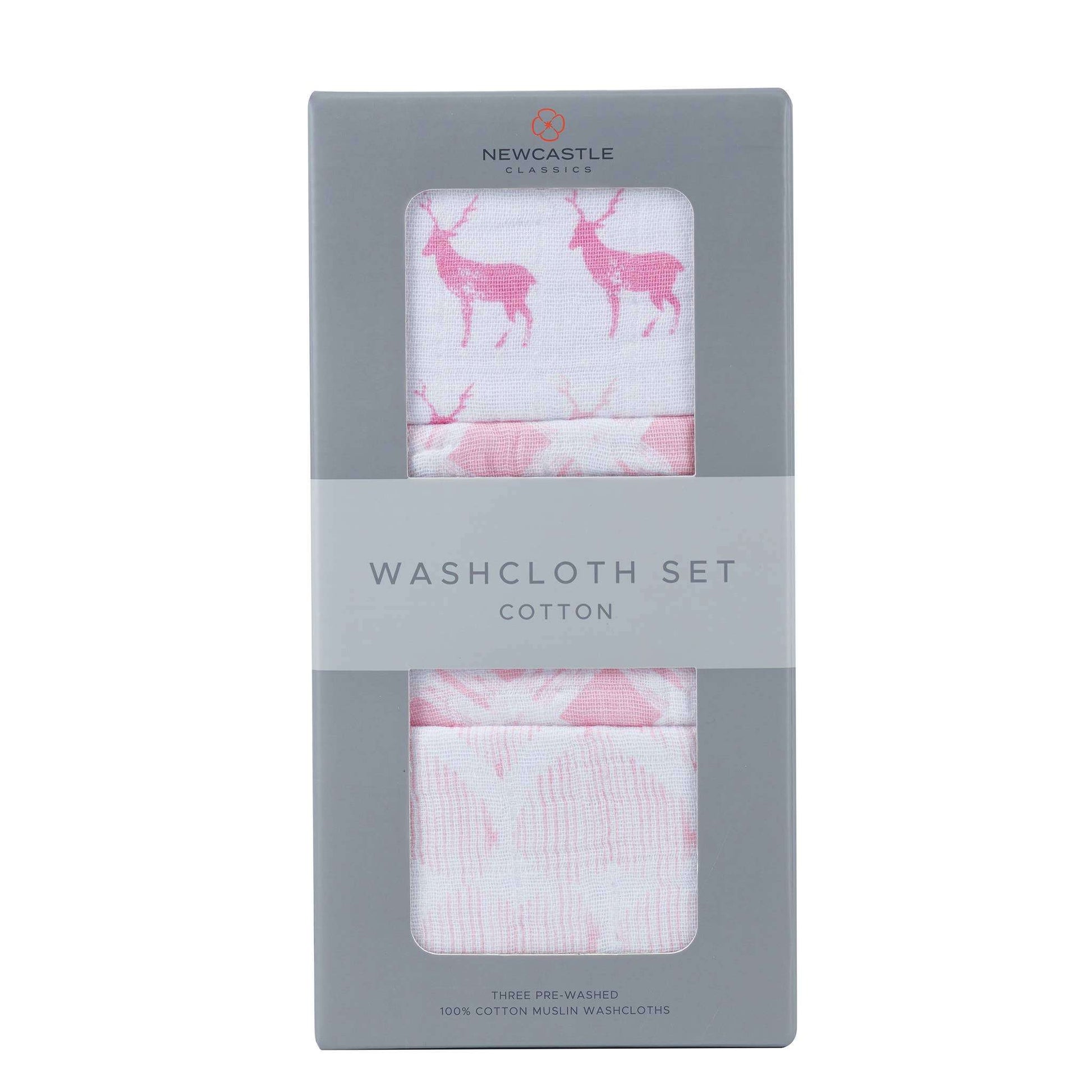 Newcastle Classics Pop of Pink Washcloth Set 100 Percent Plush Cotton 12 x 12 Inches Newcastle Classics