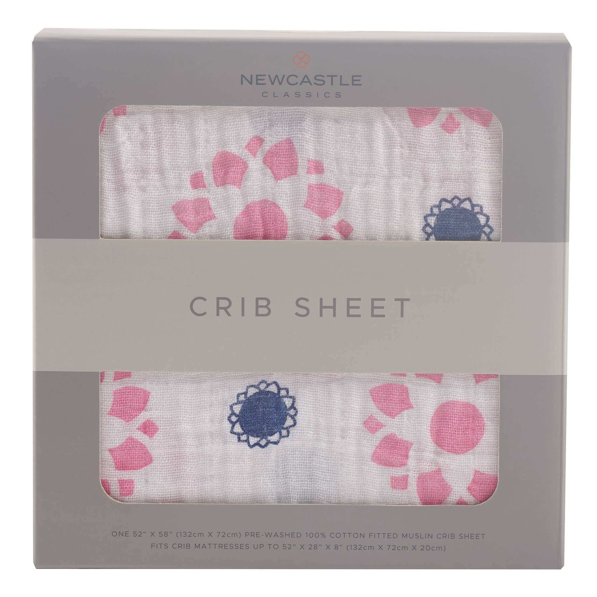 Newcastle Classics Primrose Indigo Crib Sheet 100 Percent Natural Cotton Muslin Newcastle Classics