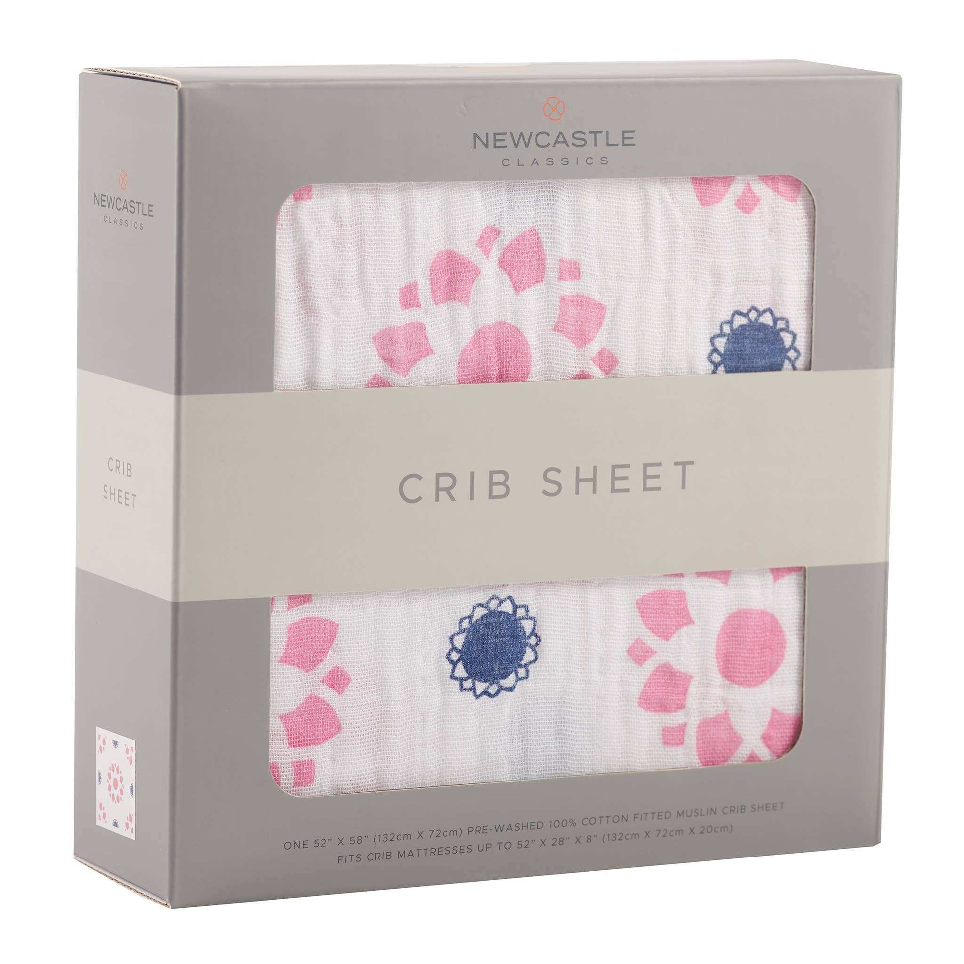 Newcastle Classics Primrose Indigo Crib Sheet 100 Percent Natural Cotton Muslin Newcastle Classics