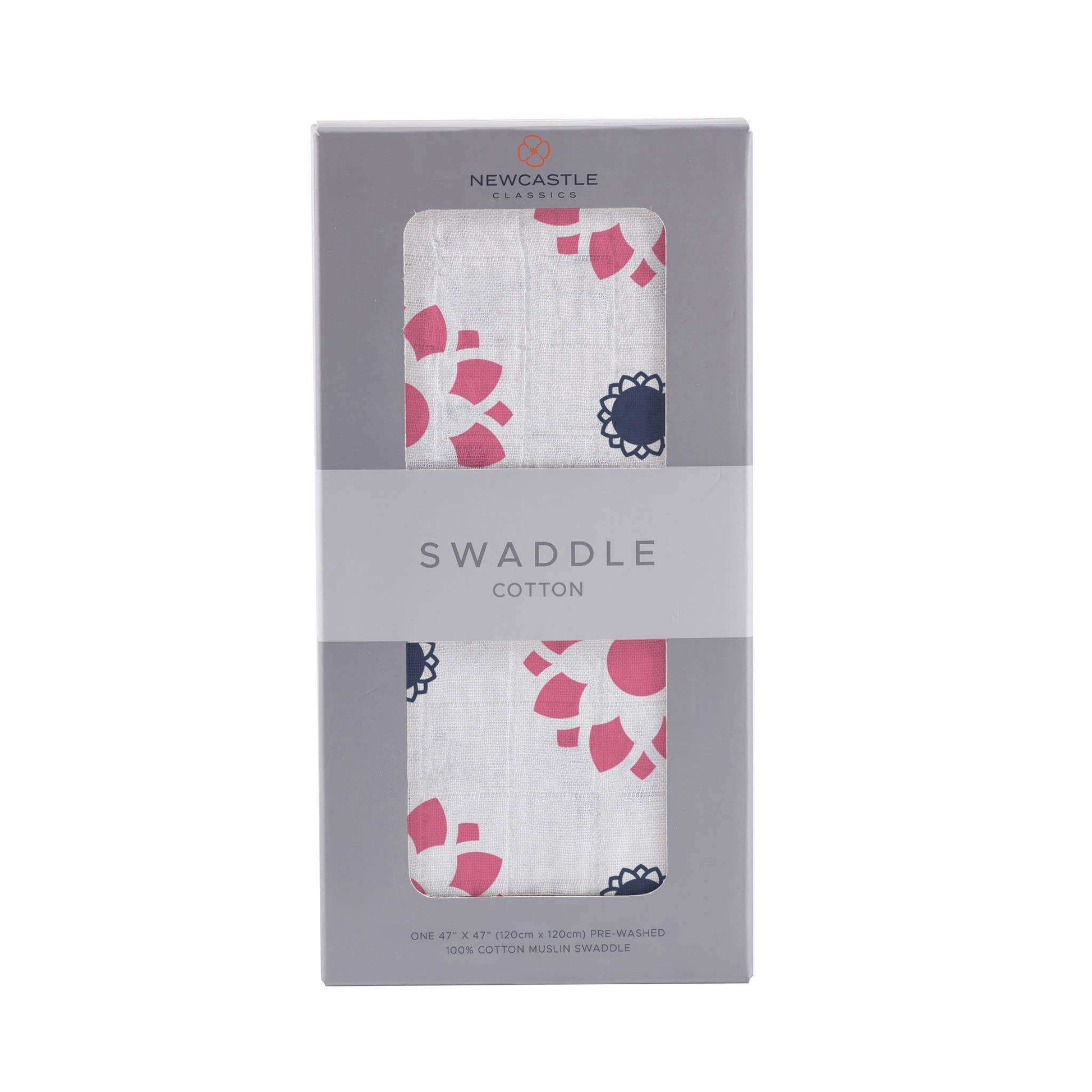 Newcastle Classics Primrose Indigo Swaddle 100 Percent Natural Cotton Muslin Multipurpose Blanket Newcastle Classics