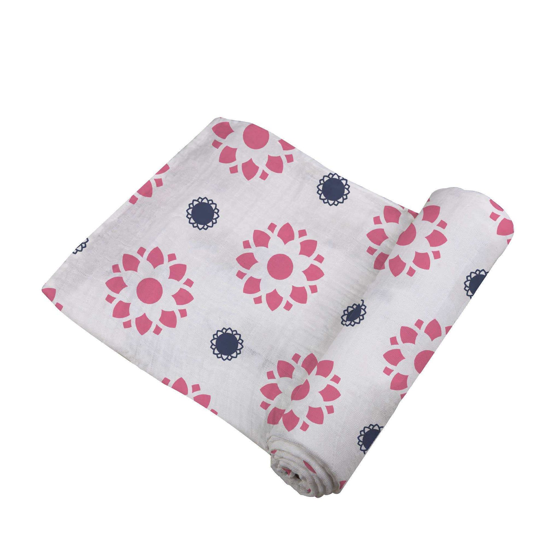 Newcastle Classics Primrose Indigo Swaddle 100 Percent Natural Cotton Muslin Multipurpose Blanket Newcastle Classics