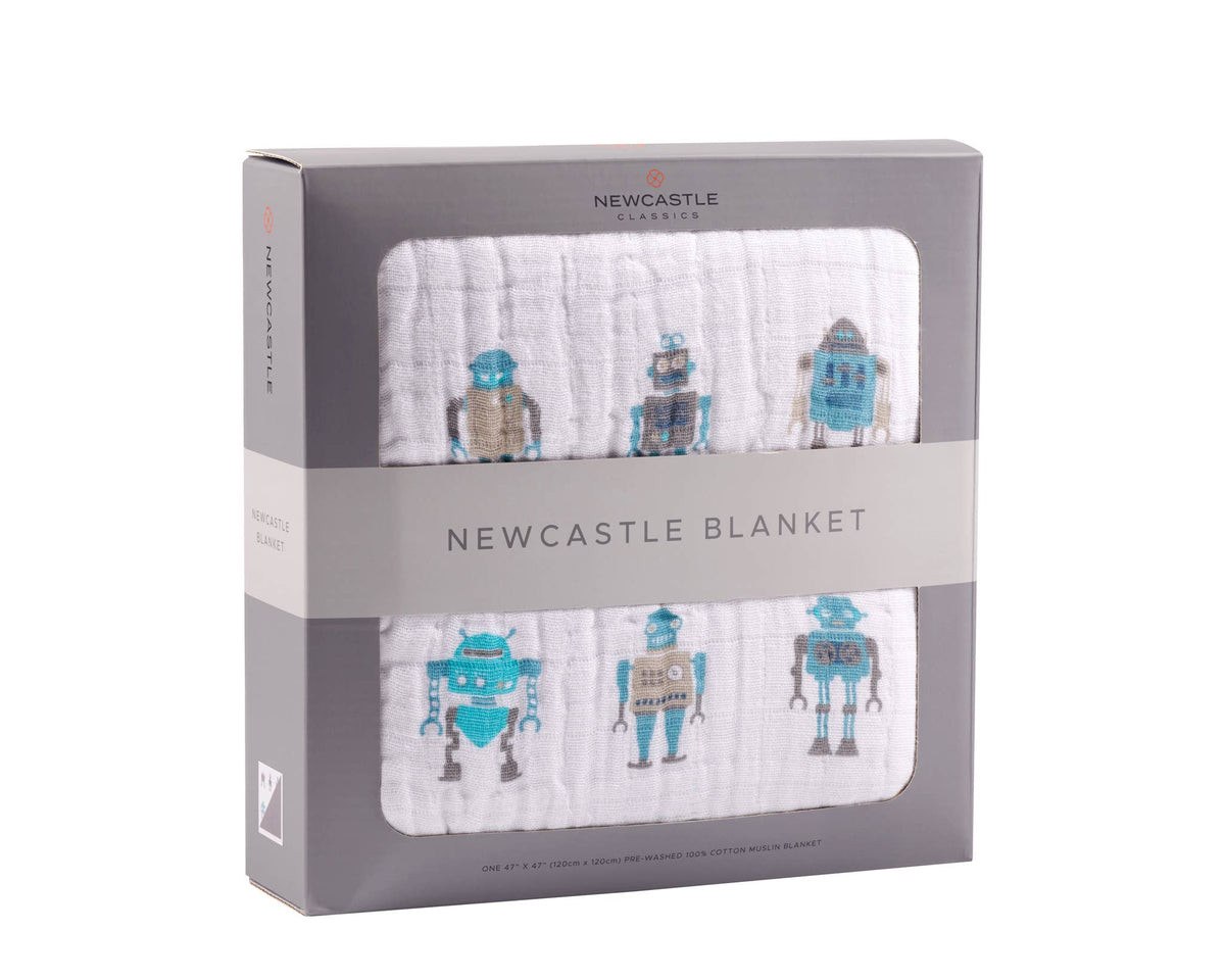 Newcastle Classics Newcastle Classics Robots Blanket For Kids 47 By 47 Inches Cotton MuslinEveretts Place