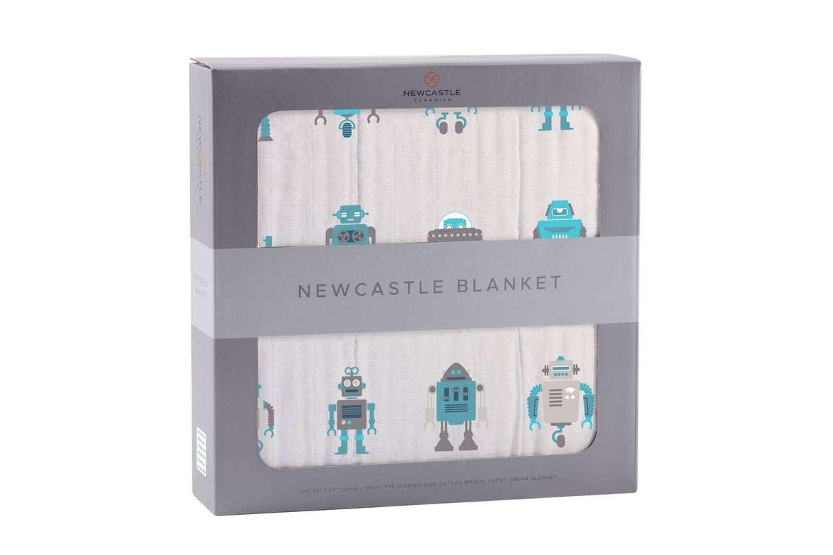 Newcastle Classics Newcastle Classics Robots Cotton Muslin Blanket 47x47 InchesEveretts Place