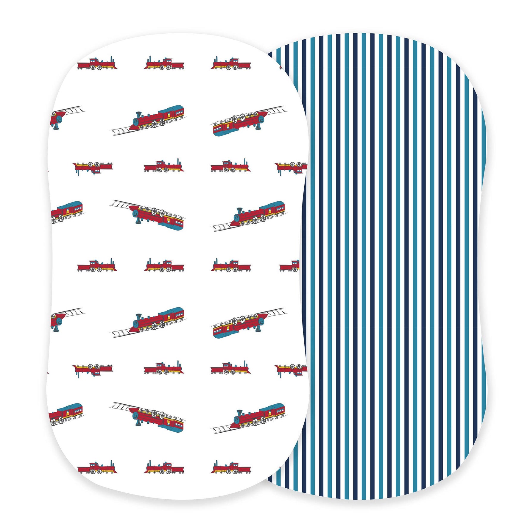 Newcastle Classics Newcastle Classics Vintage Steam Trains Blue And White Stripe Bassinet SheetEveretts Place