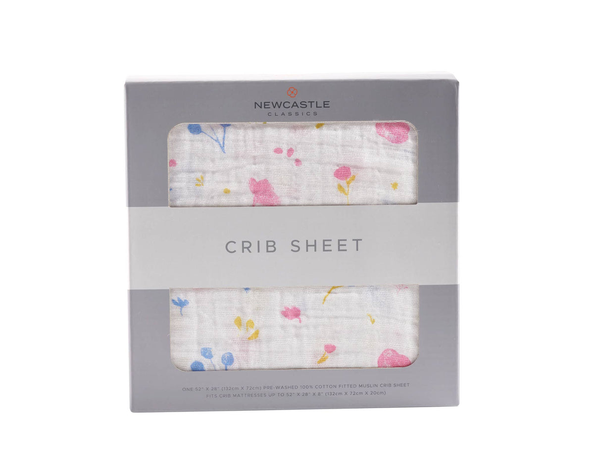 Newcastle Classics Newcastle Classics Watercolor Flower Crib Sheet 28x52 Cotton MuslinEveretts Place