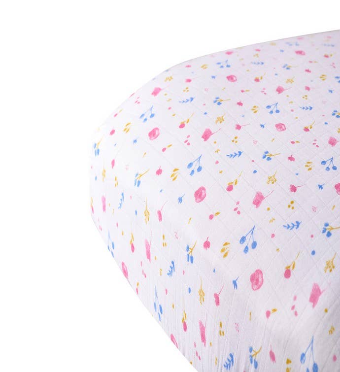 Newcastle Classics Newcastle Classics Watercolor Flower Crib Sheet 28x52 Cotton MuslinEveretts Place