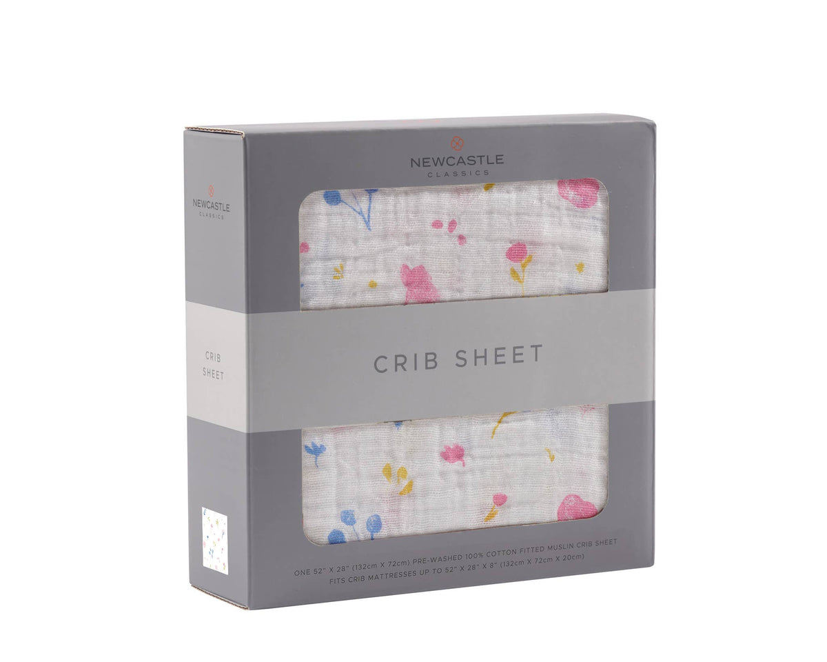 Newcastle Classics Newcastle Classics Watercolor Flower Crib Sheet 28x52 Cotton MuslinEveretts Place