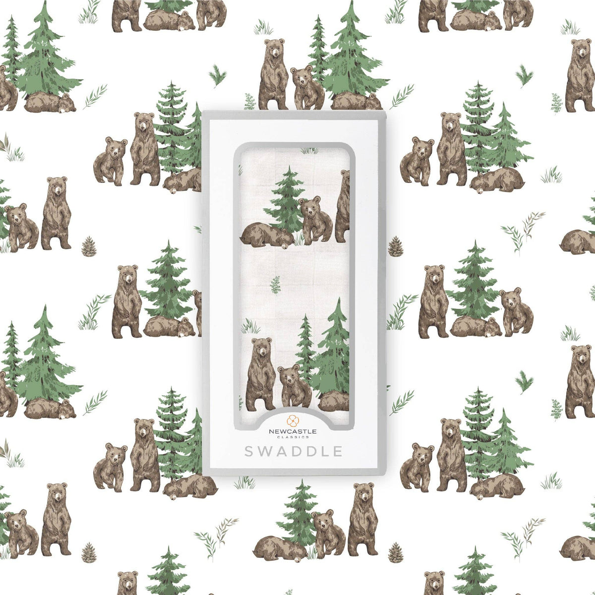 Newcastle Classics Newcastle Classics Wilderness Bear Bamboo Swaddle Muslin Baby Blanket BreathableEveretts Place