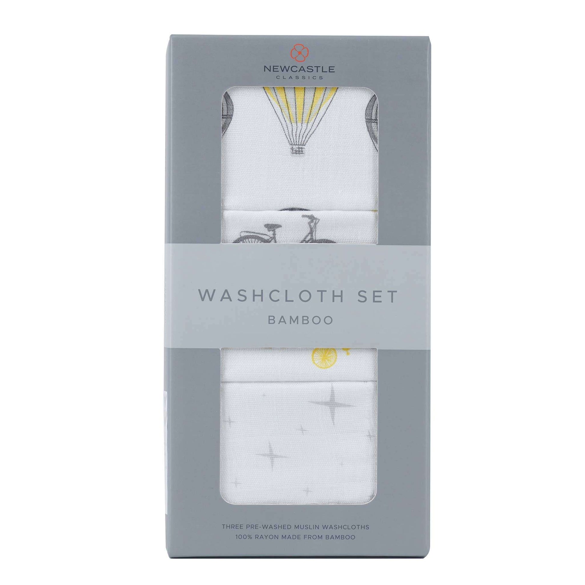 Newcastle Classics World Traveler Bamboo Washcloth Set 12 Inch x 12 Inch Natural Muslin Bath Essential Newcastle Classics