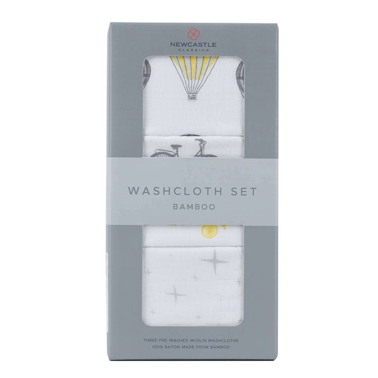 Newcastle Classics World Traveler Bamboo Washcloth Set 12 Inch x 12 Inch Natural Muslin Bath Essential Newcastle Classics