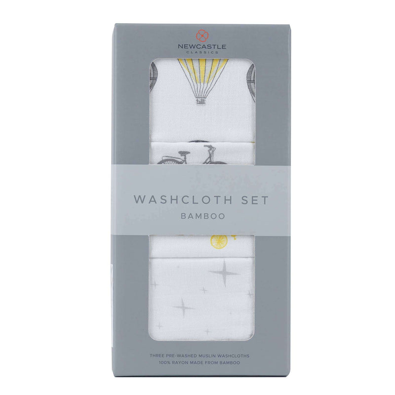 Newcastle Classics World Traveler Bamboo Washcloth Set 12 Inch x 12 Inch Natural Muslin Bath Essential Newcastle Classics