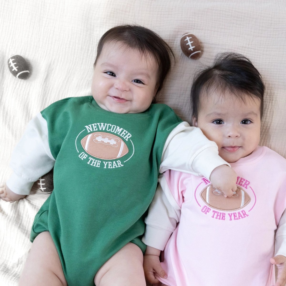 Angel Dear Newcomer Sweatshirt Bubble with Newcomer of the Year Embroidery and Football Applique - Everetts Place Boutique - 