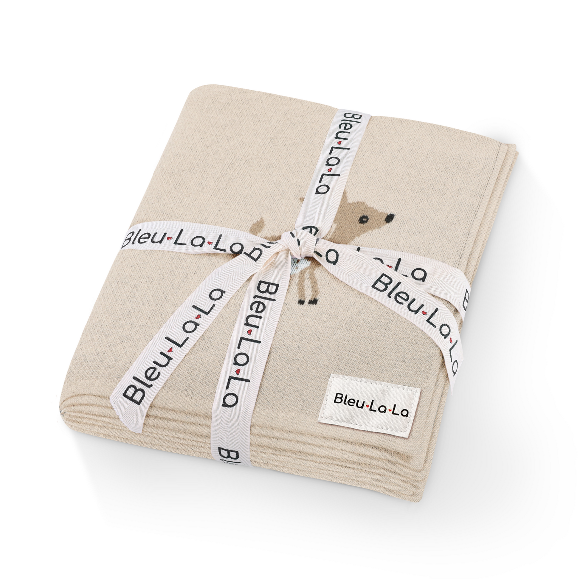 Luxury Cotton Deer Knit Swaddle Baby Blanket for Newborns Bleu La La