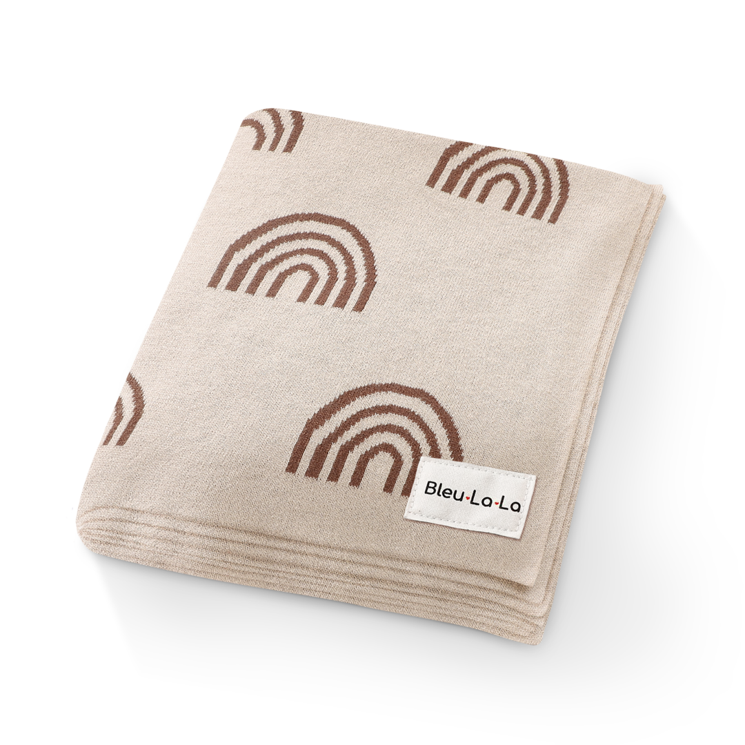 Whimsy Collection Luxury 100 Percent Cotton Knit Swaddle Baby Blanket Bleu La La