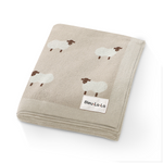 Bleu La La Sheep Knit Receiving Baby Blanket Made From 100 Percent OEKO Tex Certified Cotton - Baby & Toddler