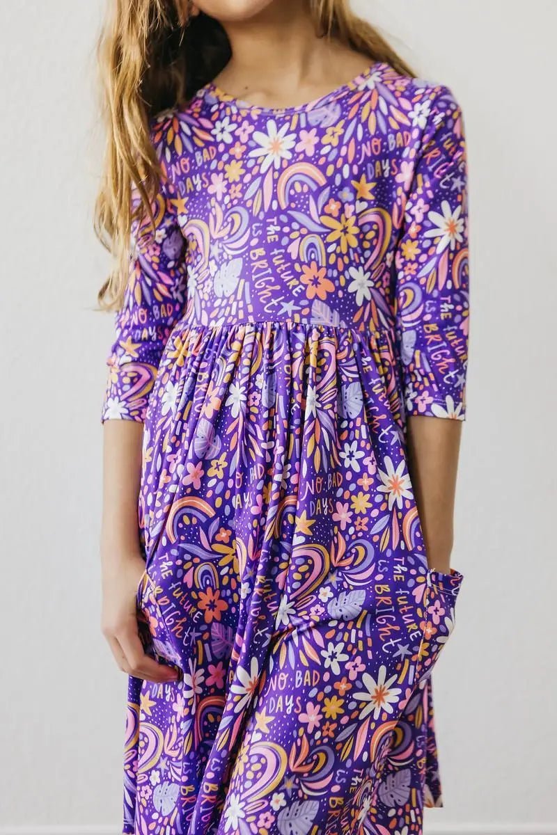 Mila & Rose ® No Bad Days 3/4 Sleeve Pocket Twirl Dress - 