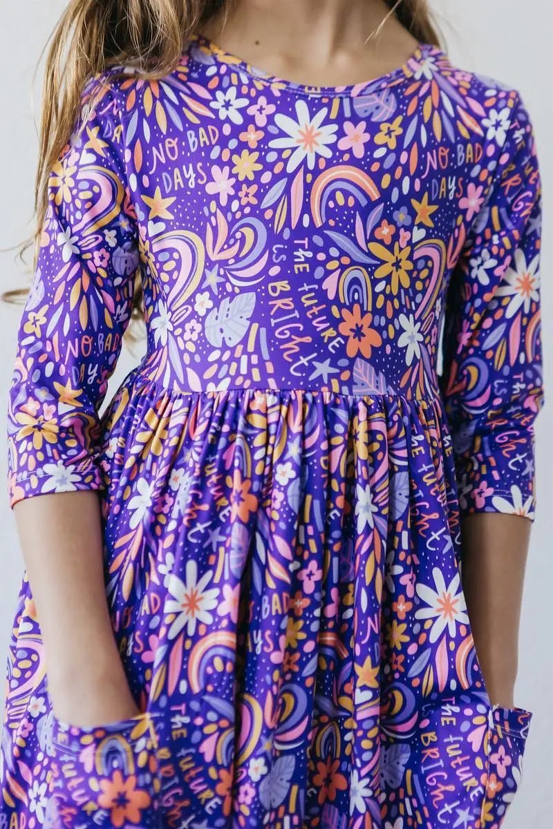 Mila & Rose ® No Bad Days 3/4 Sleeve Pocket Twirl Dress - 