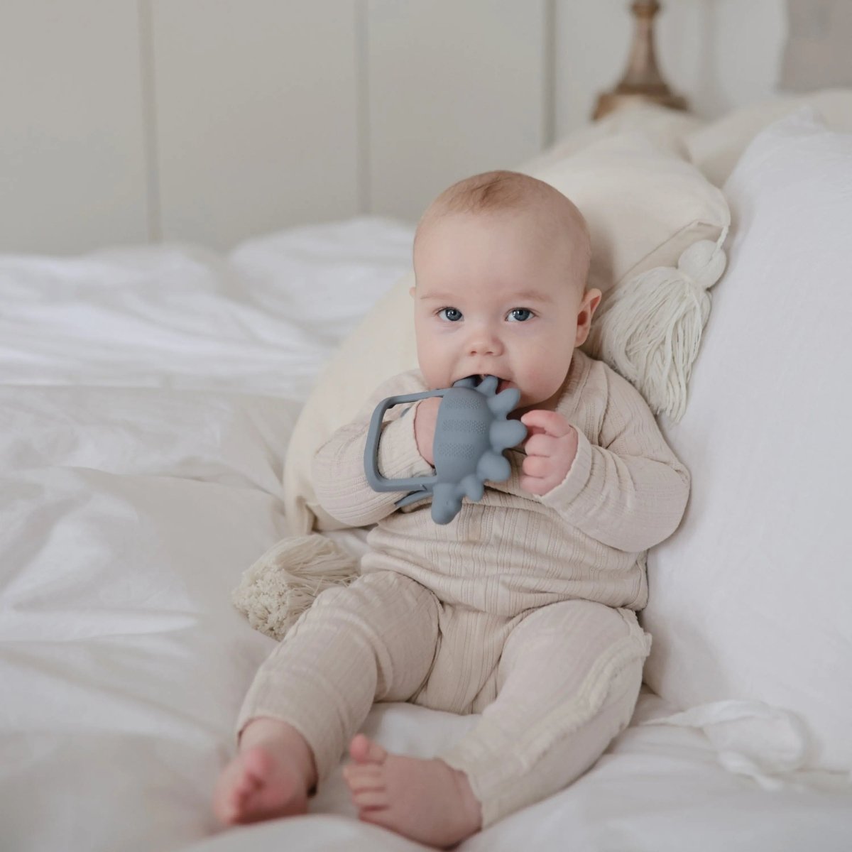 Mushie No Drop Dino Teether Tradewinds Made from Food Grade Silicone - Everetts Place Boutique - 