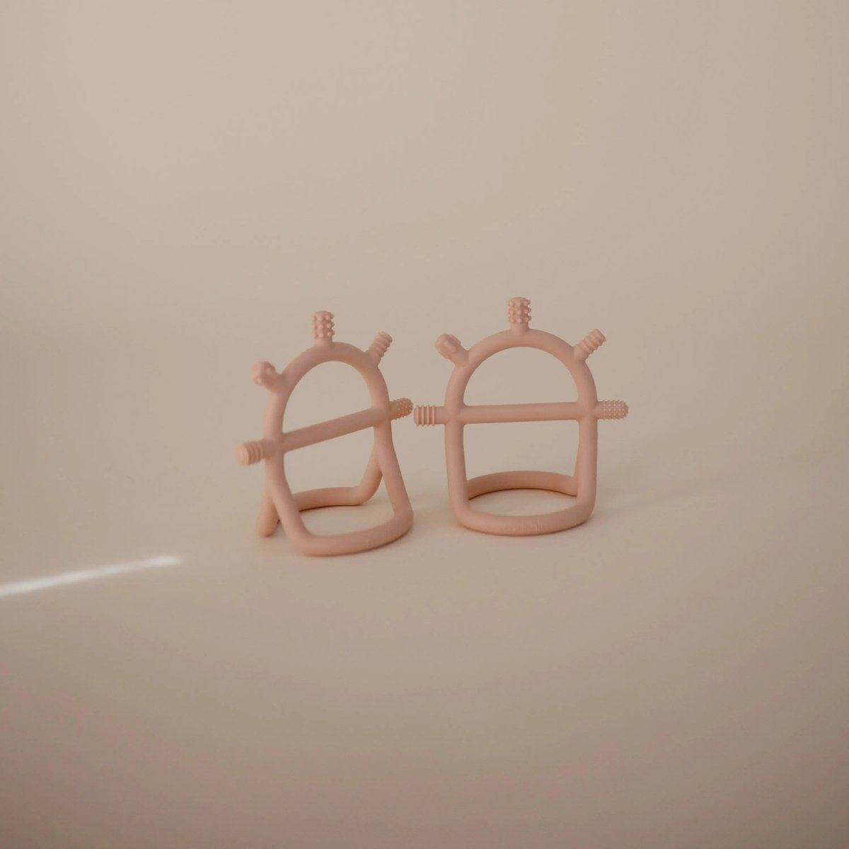 Mushie No Drop Sensory Teether for Babies Safe Non Toxic Food Grade Silicone with Easy Grip Handle - 