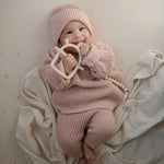 Mushie No Drop Sensory Teether for Babies Safe Non Toxic Food Grade Silicone with Easy Grip Handle - 