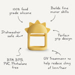 Mushie No Drop Sun Teether Sunshine Baby Toy with Easy Grip and Textured Surface - Everetts Place Boutique - 