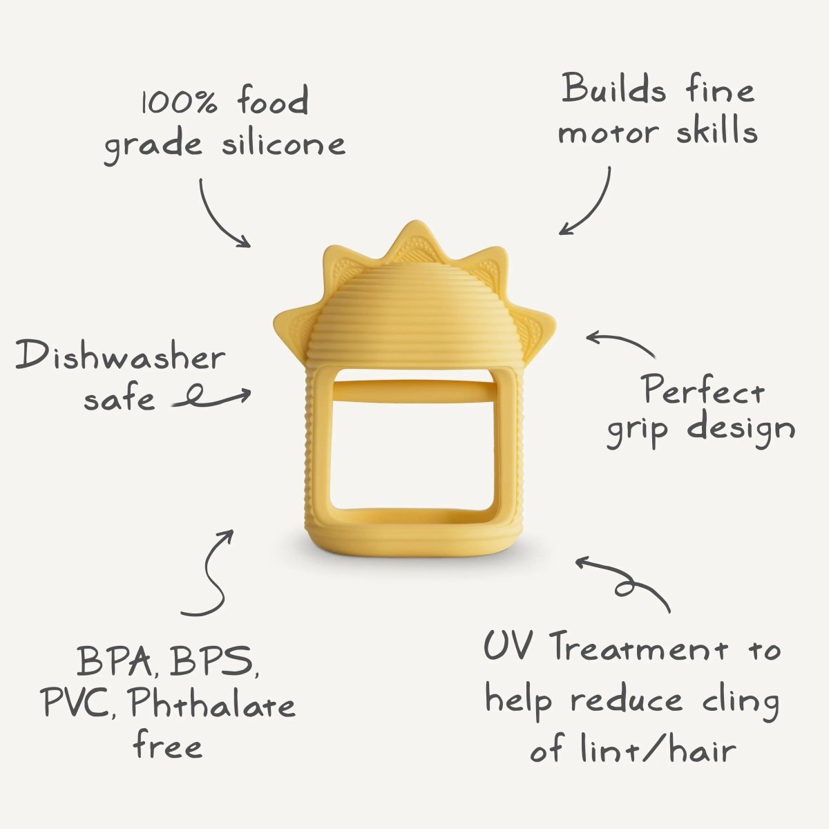 Mushie No Drop Sun Teether Sunshine Baby Toy with Easy Grip and Textured Surface - Everetts Place Boutique - 