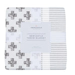 Newcastle Classics Nordic Stamp and Pencil Stripe Bamboo Muslin Newcastle Throw Blanket - 