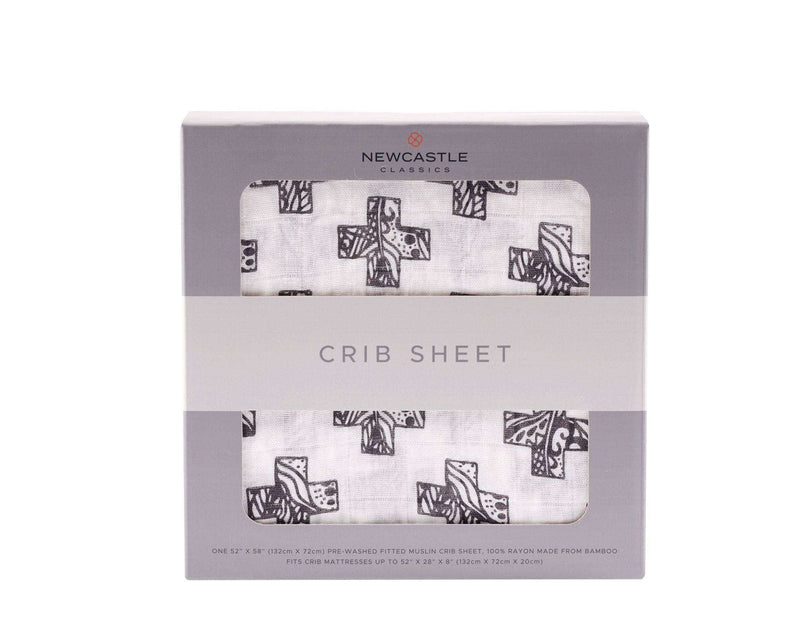 Nordic Stamp Bamboo Muslin Crib Sheet - Everetts Place: Online Boutique - Kids & Babies