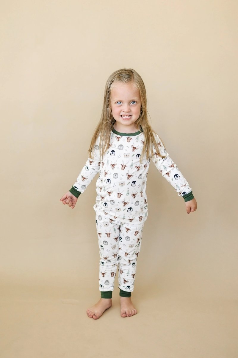 Little Joy Co. North Pole Pals 2pc Bamboo Pajamas Set For Kids Cozy - Everetts Place Boutique - 