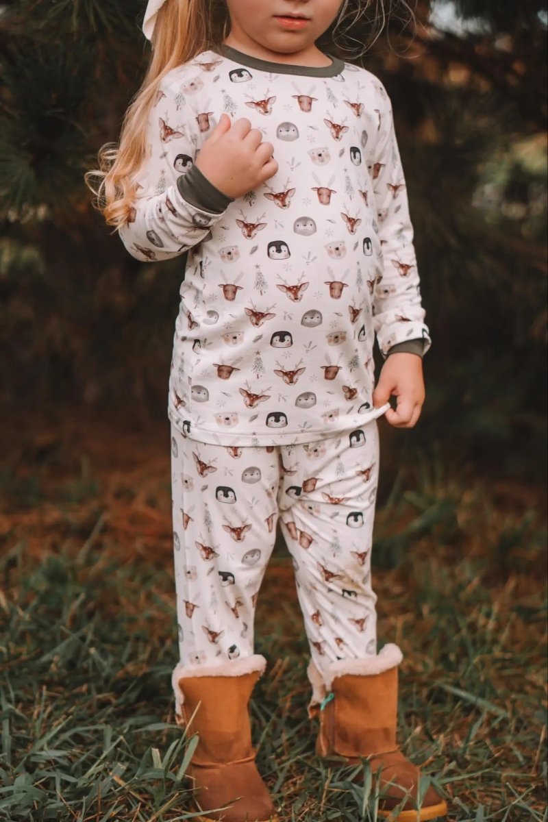 Little Joy Co. North Pole Pals 2pc Bamboo Pajamas Set For Kids Cozy - Everetts Place Boutique - 